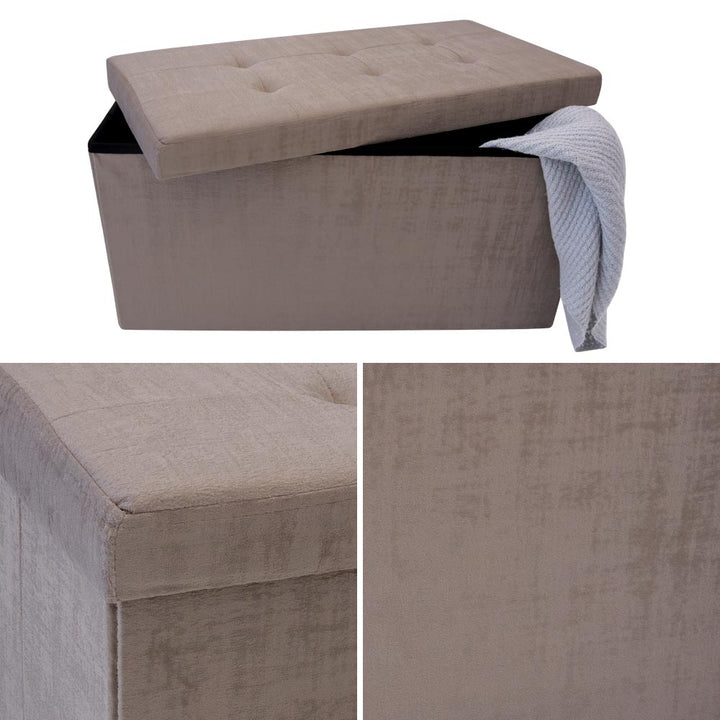 Pouf Contenitore in velluto Tortora