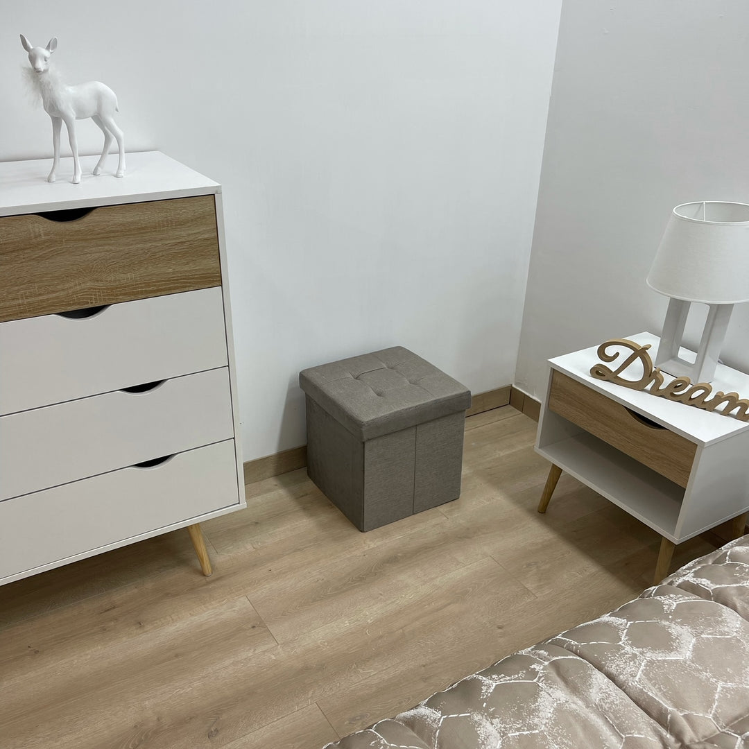 Pouf Contenitore in velluto Tortora