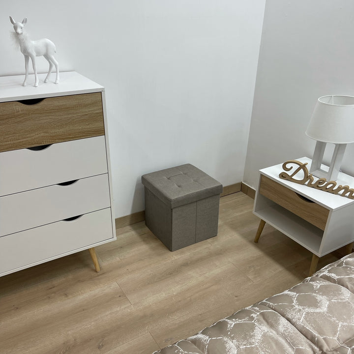 Pouf Contenitore in velluto Tortora