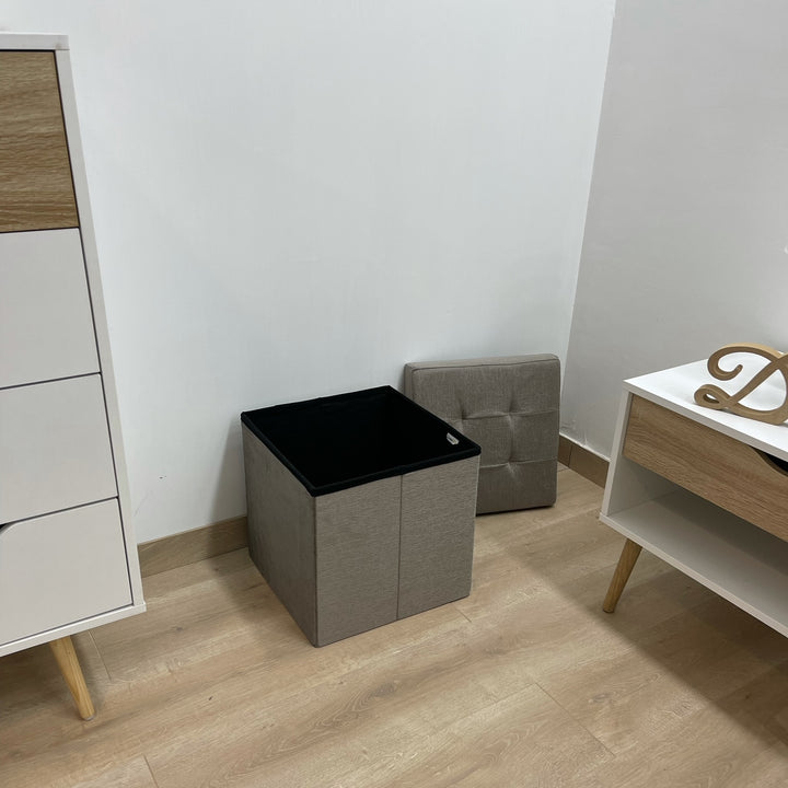 Pouf Contenitore in velluto Tortora