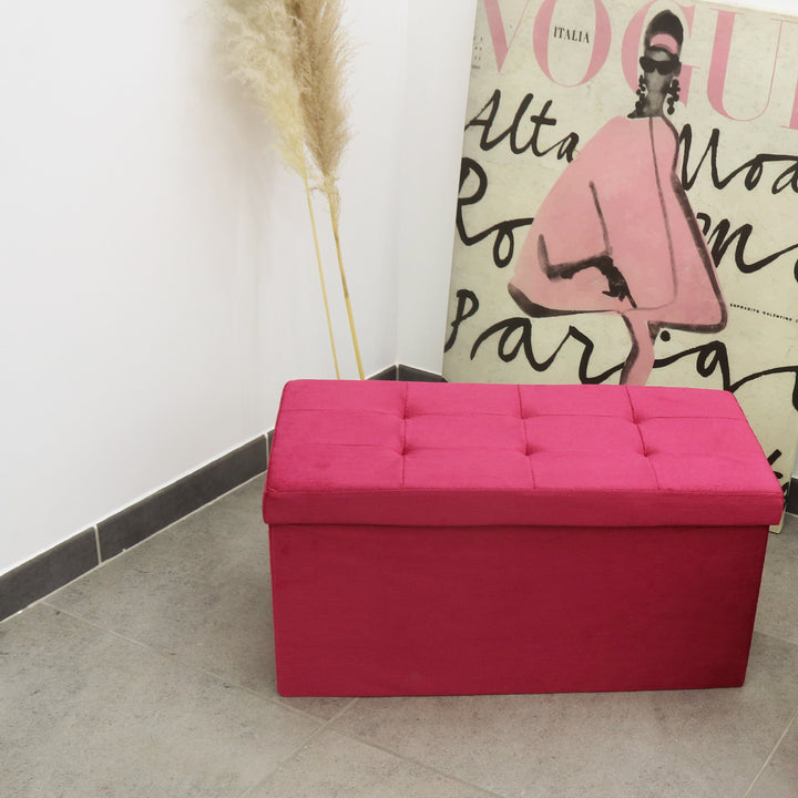 Pouf Contenitore Velluto Bordeaux