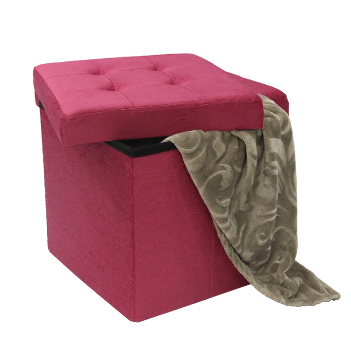 Pouf Contenitore Velluto Bordeaux