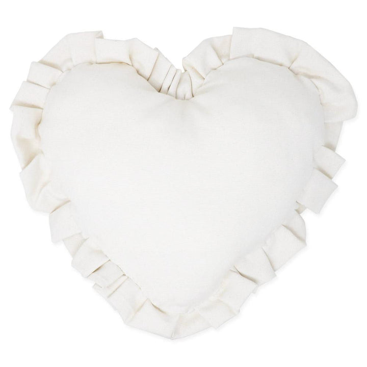 Heart cushion with ruffles Cream