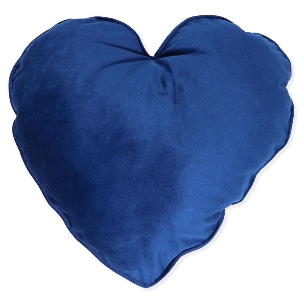 Heart cushion in blue velvet