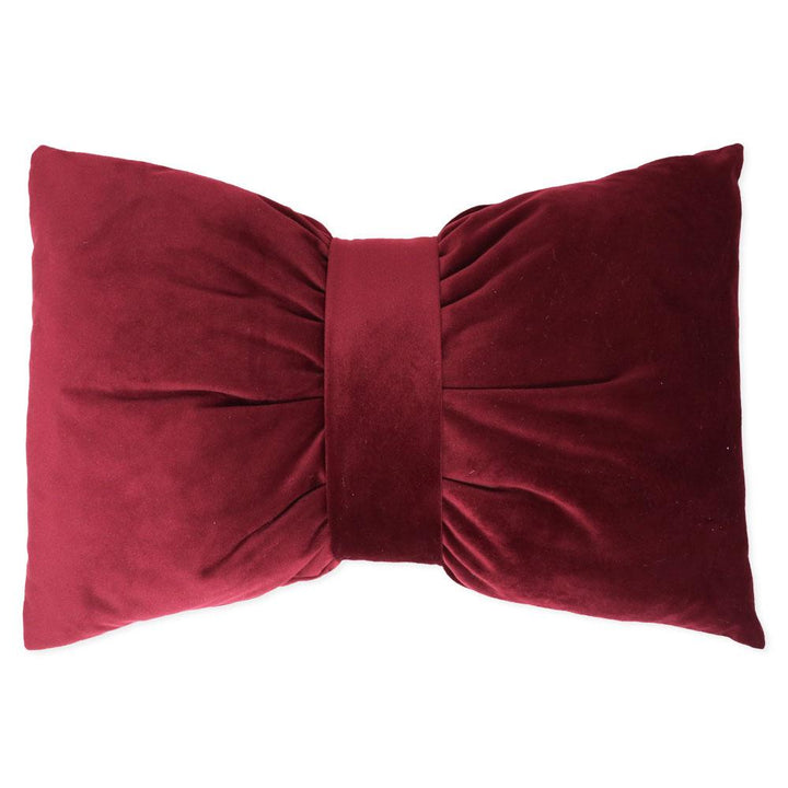 Bow cushion in Bordeaux velvet