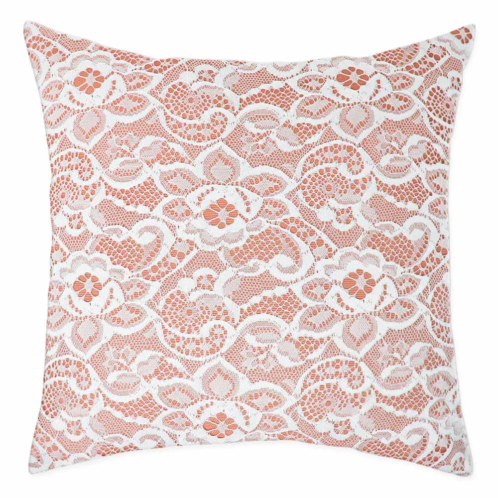 Cushion with antique pink embroidered lace