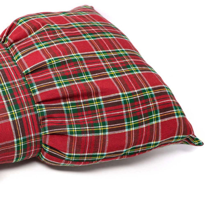 Red Christmas Tartan Bow Cushion