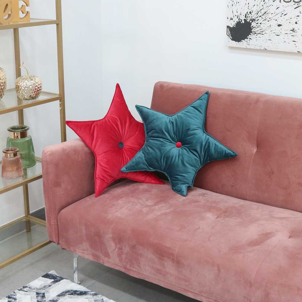 Petrol Velvet Star Cushion