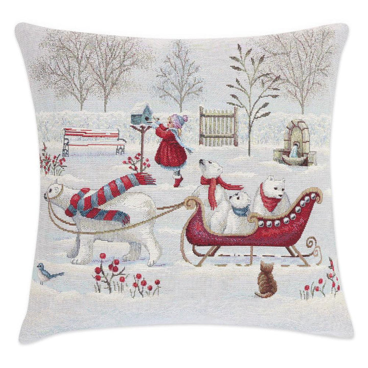 Polar Bears Embroidered Cushion