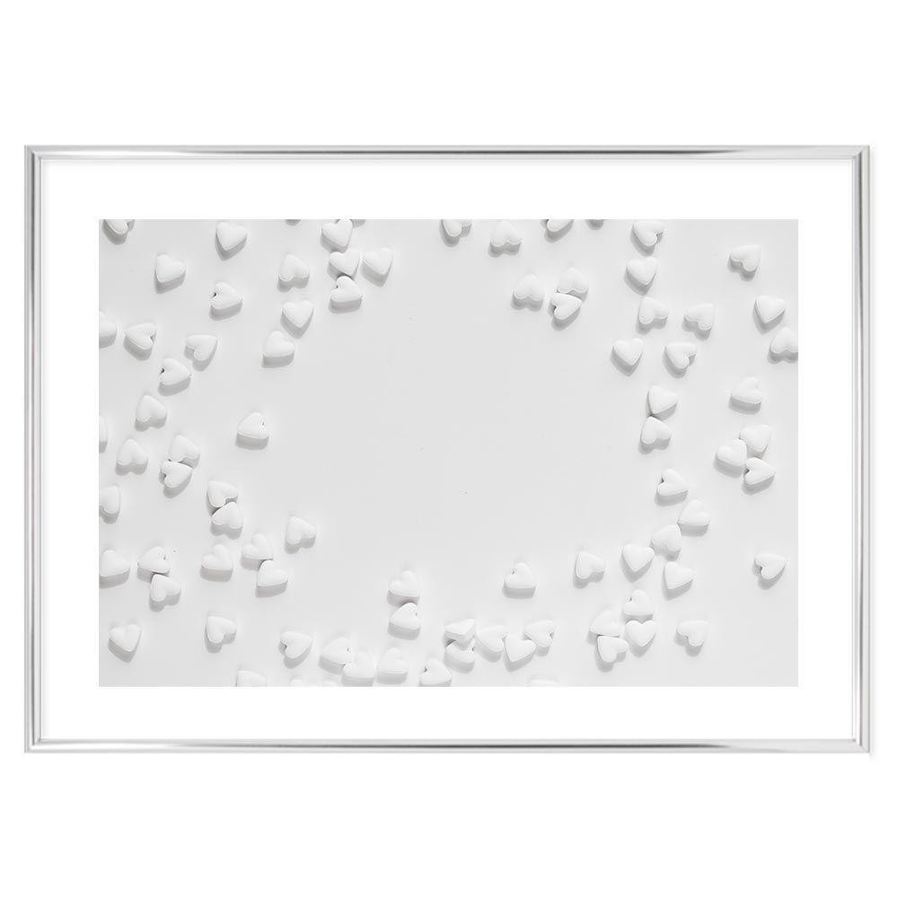 Poster White Hearts