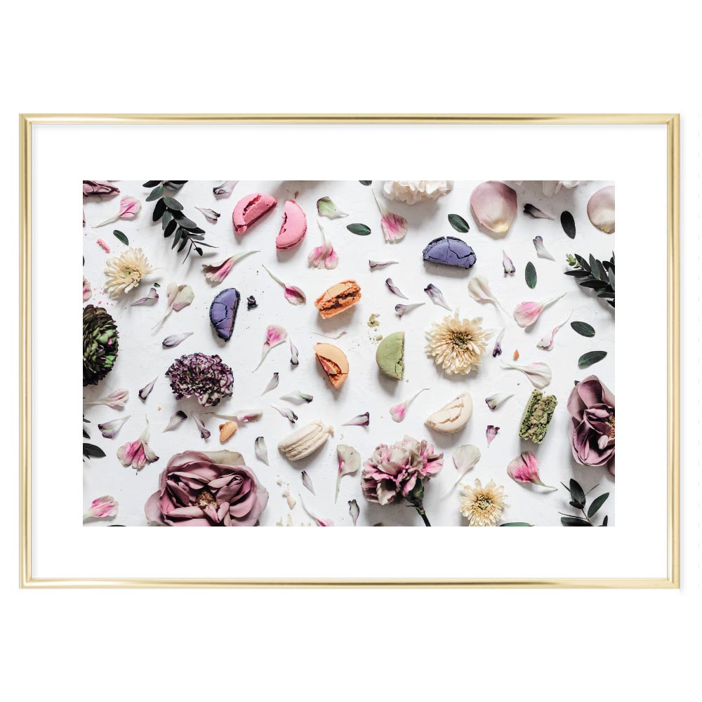 Poster Macarons and Flowers