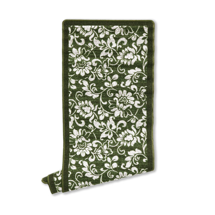 Green floral non-slip kitchen mat