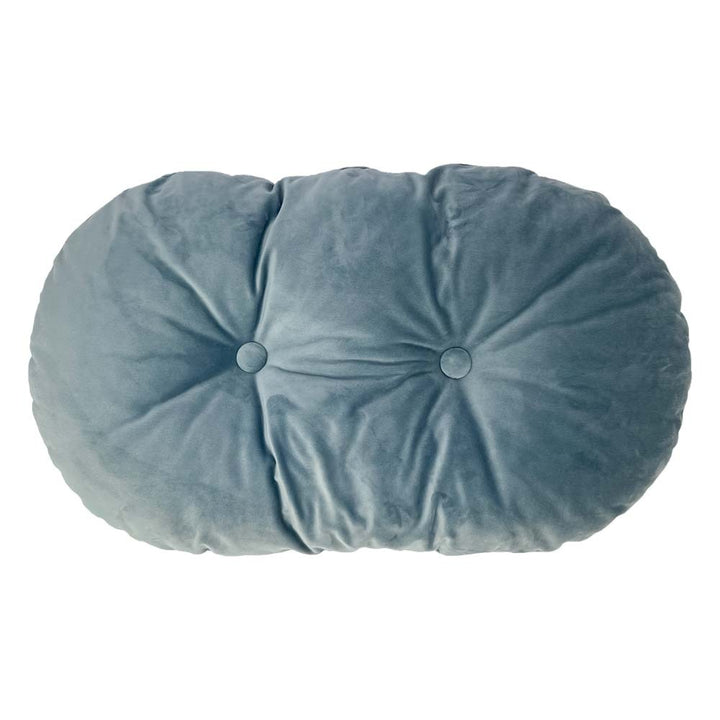 Oval cushions in powder blue velvet