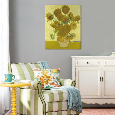 Vaso con quindici girasoli (5891553198229)