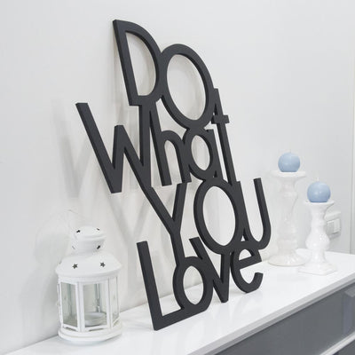 scritta in legno do what you love - decorazione per l'ingresso o salotto #colore_nero