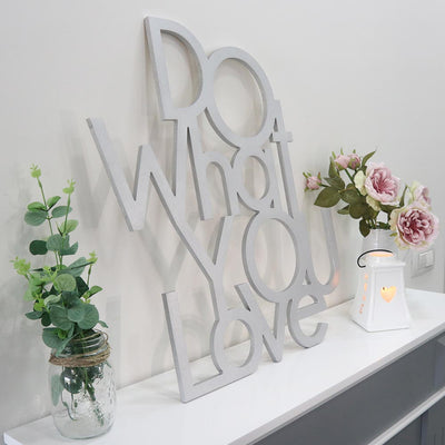 scritta in legno do what you love - decorazione per l'ingresso o salotto #colore_grigio-medio