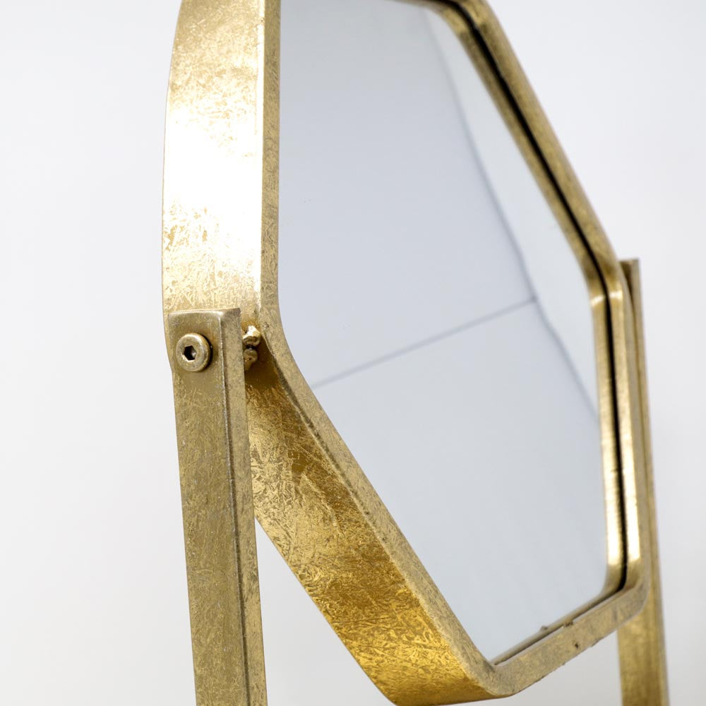 Specchio da tavolo in ferro colore oro