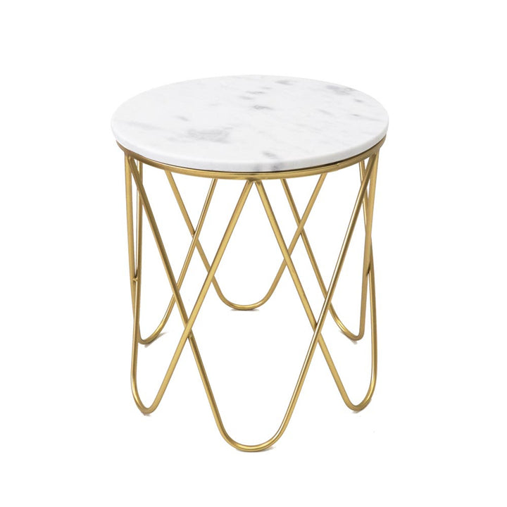 Round marble coffee table with iron structure