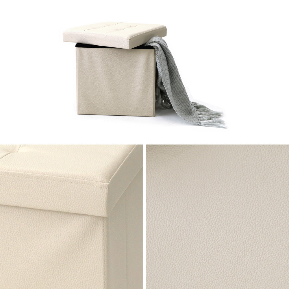 Pouf Contenitore Ecopelle Beige