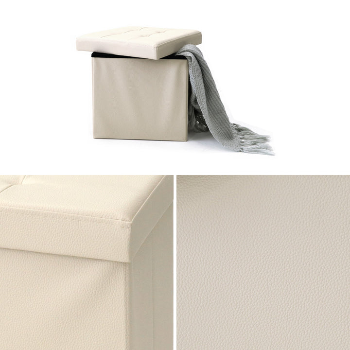 Pouf Contenitore Ecopelle Beige